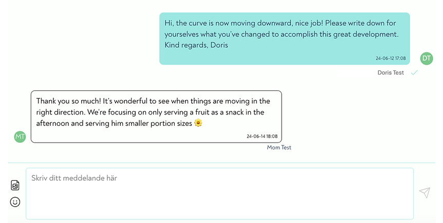 In-app messaging between a family and their care team
